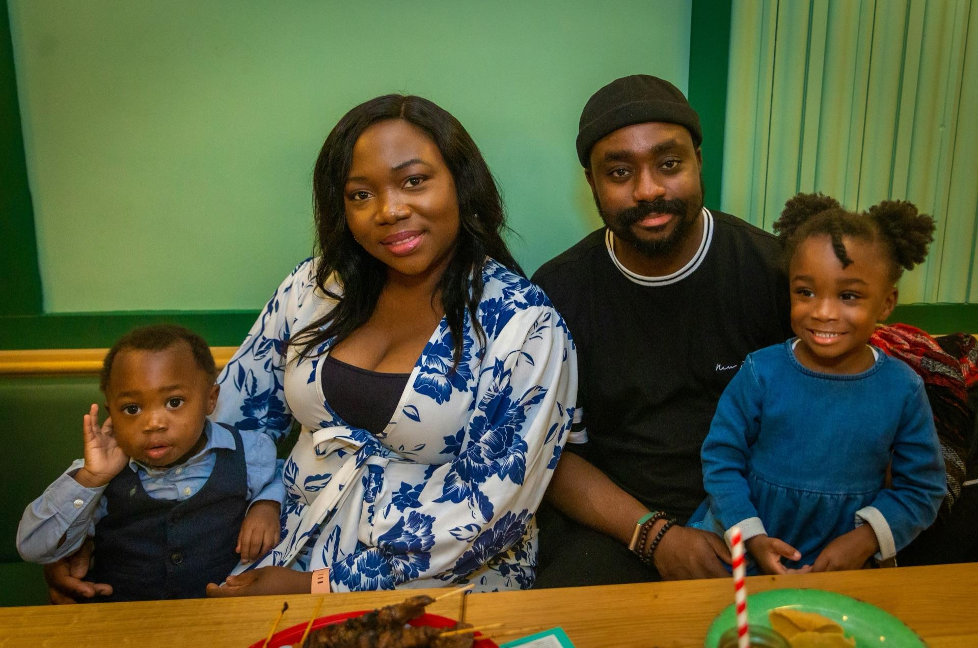 Happy family celebrating together